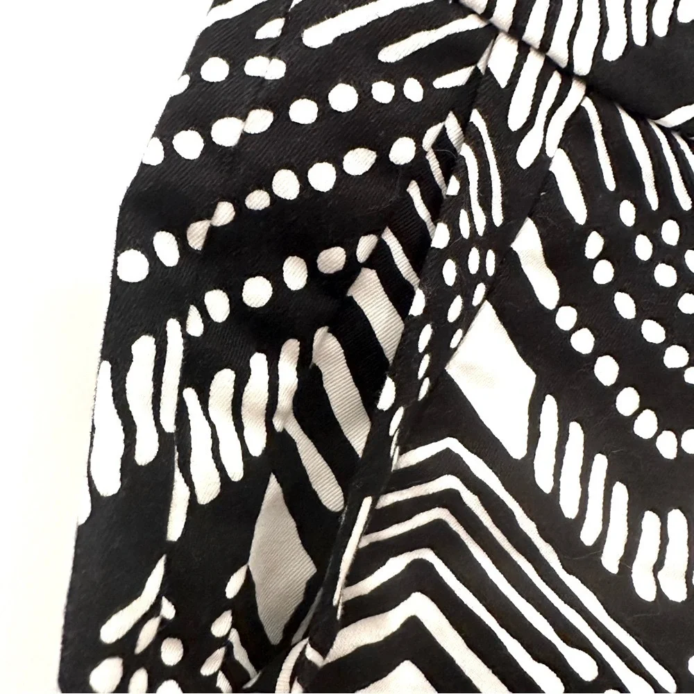 J. Crew Stretch Chino Shorts Black and White Tribal Stripes Size 6